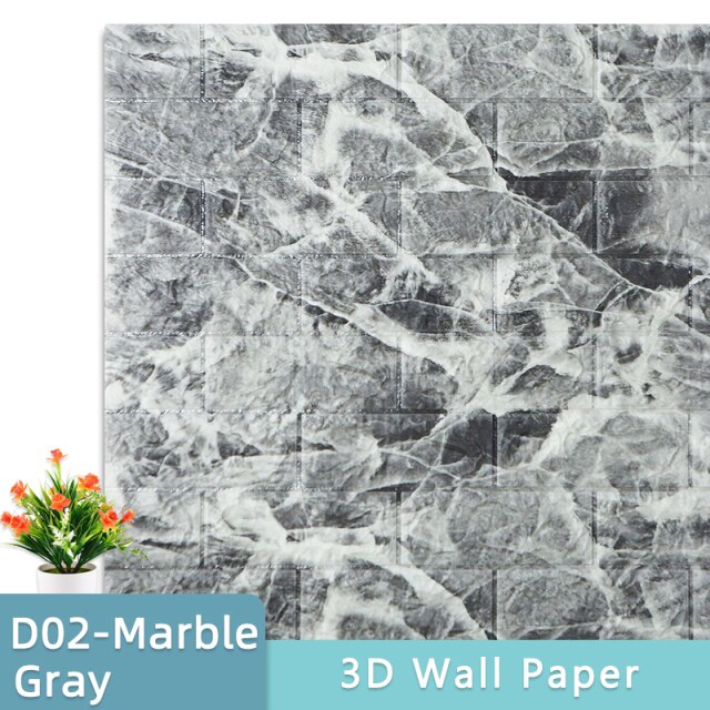 3D-Tapete DIY 3D-Ziegelsteinmuster Selbstklebende wasserdichte Wandaufkleber 70 * 77 cm Blumendruck-Wandpaneele für Wohnzimmer