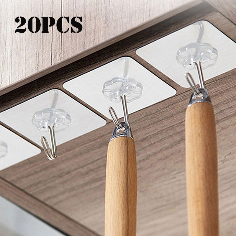 10/20 piezas ganchos de pared autoadhesivos fuertes transparentes para puerta, ganchos de succión para carga pesada, ventosa para cocina, baño y oficina