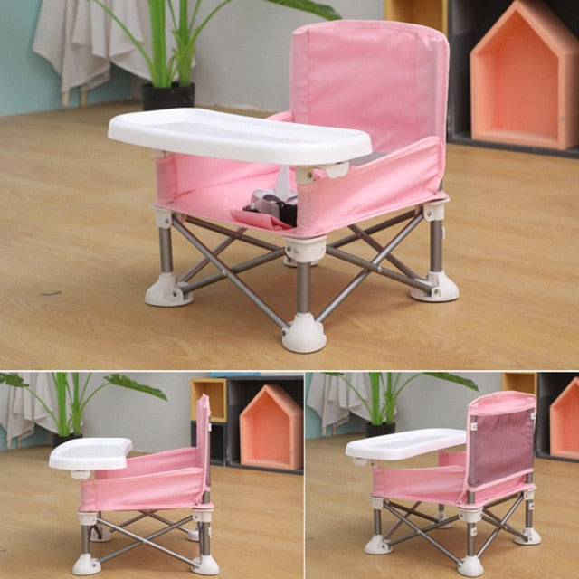 Eating Portable Foldable Baby Aluminum Alloy Beach With Tray Lawn Children Dining Chair Camping Travel Adjustable Strap