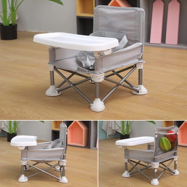 Eating Portable Foldable Baby Aluminum Alloy Beach With Tray Lawn Children Dining Chair Camping Travel Adjustable Strap