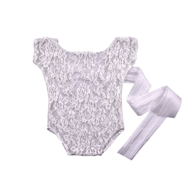 Pelele de bebé con escote en V profundo, sin espalda, para fotografía de recién nacido, accesorios de encaje para niño pequeño, diseño de lazo hueco, accesorios de fotografía