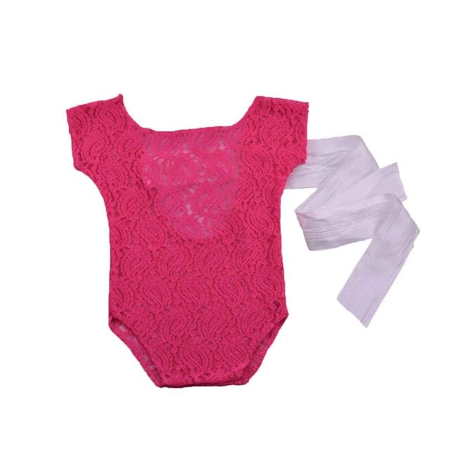 Pelele de bebé con escote en V profundo, sin espalda, para fotografía de recién nacido, accesorios de encaje para niño pequeño, diseño de lazo hueco, accesorios de fotografía
