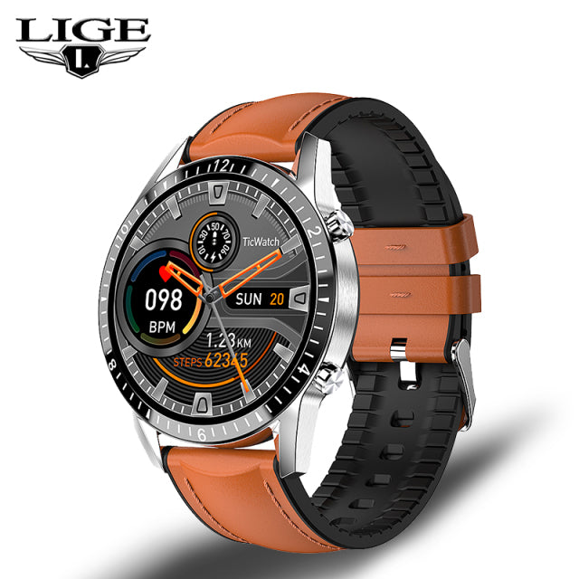 LIGE 2021 New Men Smart Watch Bluetooth Call Watch IP67 Waterproof Sports Fitness Watch For Android IOS Smart Watch 2021 + Box