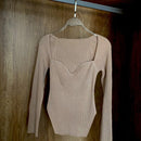 Suéteres de manga larga con cuello cuadrado para mujer, suéter de punto para mujer, suéter de primavera y otoño, Tops de invierno para mujer, jersey blanco y negro