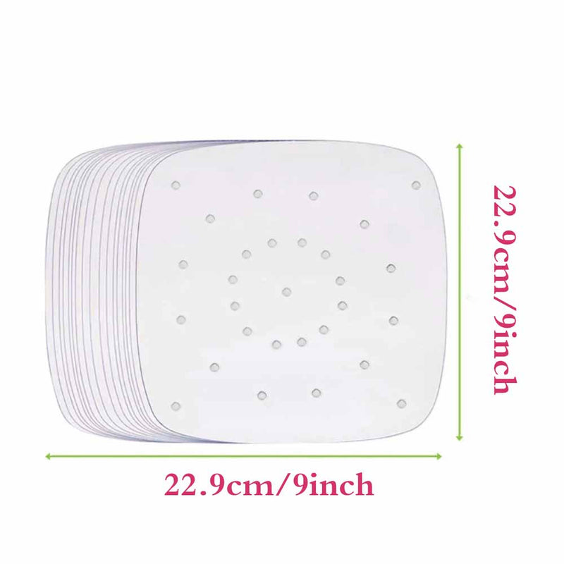 100pcs 7/8/9 Inch Air Fryer Liners Perforated Non-stick Mat Steaming Baking Cooking White Pot Oil Paper Accessories