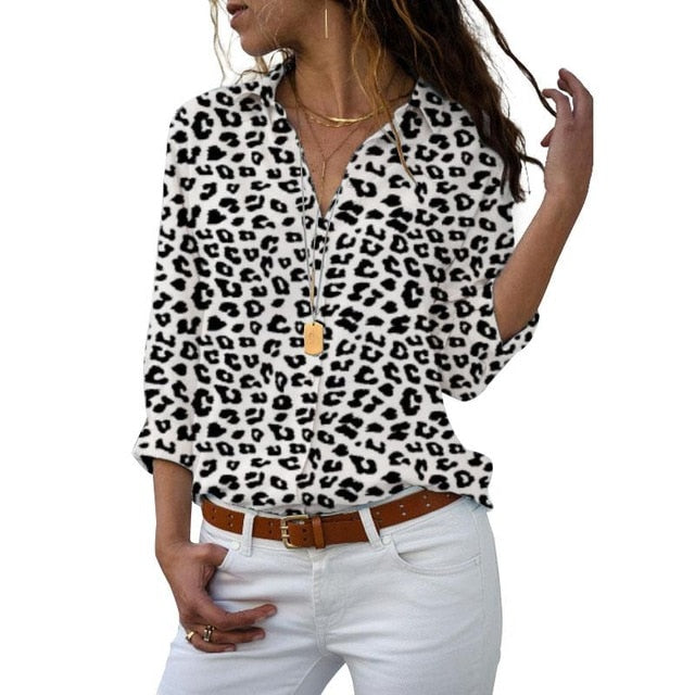 Langarm Damen Blusen 2021 Plus Size Umlegekragen Bluse Shirt Lässige Oberteile Elegante Arbeitskleidung Chiffon Hemden 5XL