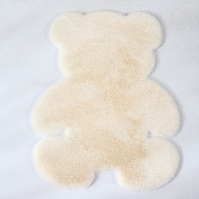 Alfombra de oso, alfombra supersuave, alfombra antideslizante moderna para sala de estar y dormitorio, alfombras mullidas para el suelo, alfombras decorativas, felpudo blanco marrón para niños