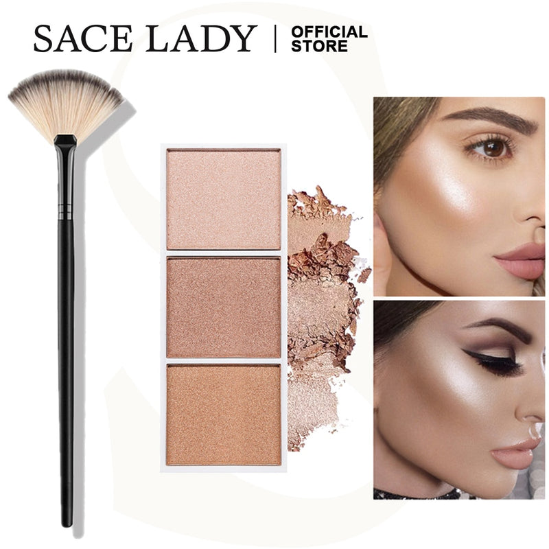 SACE LADY Shimmer Highlighter Palette Make-up Set Pinsel Gesichtspuderpinsel Professioneller Make-up Naturkosmetik Großhandel