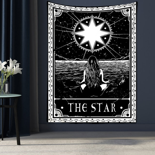 Tapiz de cartas de Tarot para colgar en la pared, colcha de adivinación de astrología, alfombrilla de playa