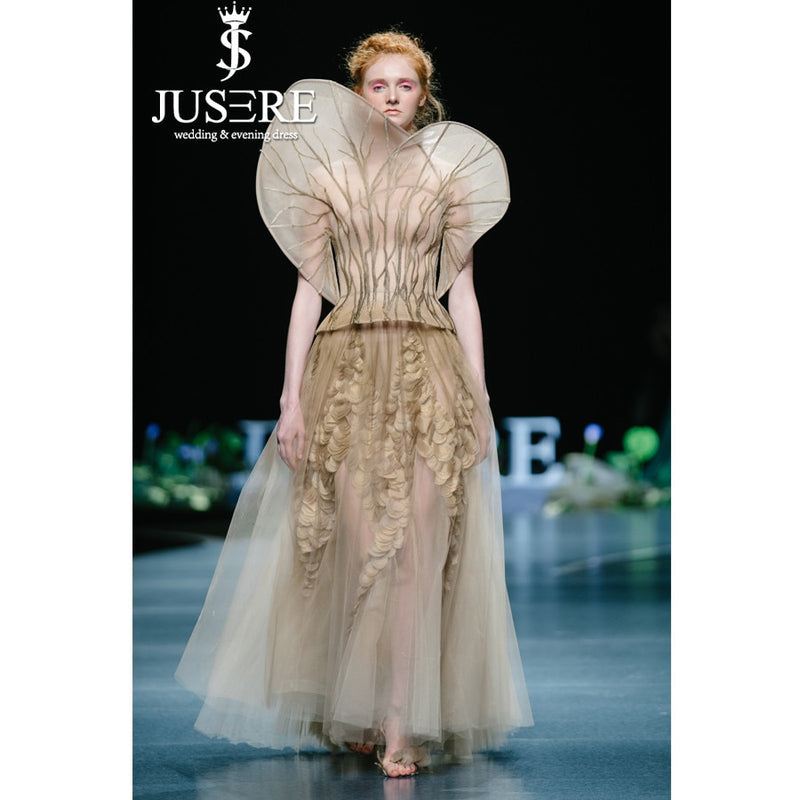 JUSERE Haute Couture Stickerei Bodenlanges Langes Abendkleid Formelle Partykleider Einzigartige Vestido de festa