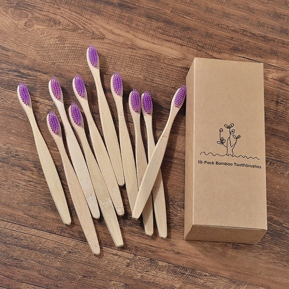 Bambus-Zahnbürste in neuem Design, gemischte Farbe, umweltfreundliche Holzzahnbürste, weiche Borstenspitze, Holzkohle, Mundpflege-Zahnbürste für Erwachsene