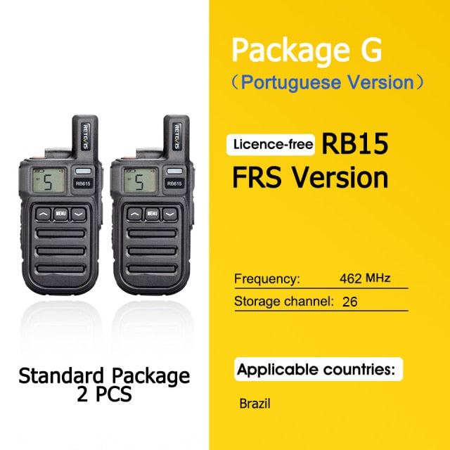 Retevis RB615 PMR Mini Walkie Talkie PMR 446 PTT FRS Walkie-Talkies 1 oder 2 Stück Tragbares Funkgerät für die Restaurantjagd FRS