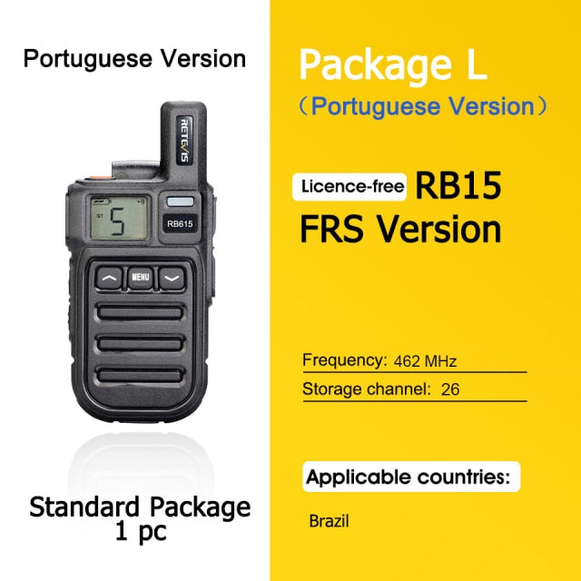 Retevis RB615 PMR Mini Walkie Talkie PMR 446 PTT FRS Walkie-Talkies 1 or 2 pcs Portable Two Way Radio for Restaurant Hunting FRS