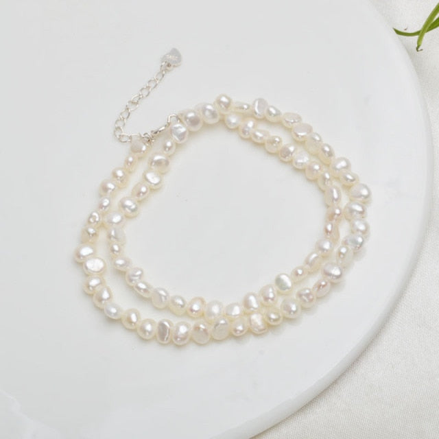 ASHIQI Natural Freshwater Pearl Choker Necklace Baroque pearl Jewelry for Women wedding 925 Silver Clasp Wholesale 2021 trend