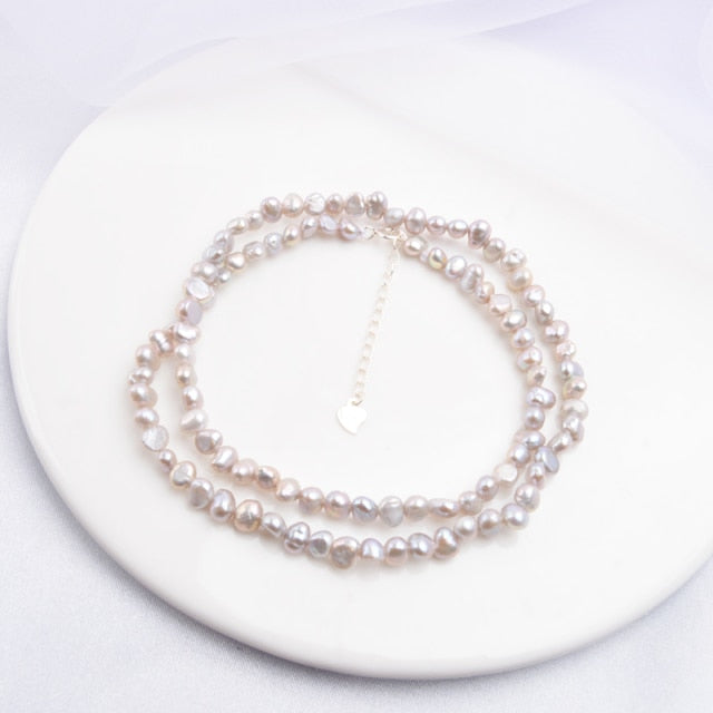 Gargantilla de perlas naturales de agua dulce ASHIQI, collar de perlas barrocas, joyería para mujeres, boda, cierre de plata 925, venta al por mayor, tendencia 2021