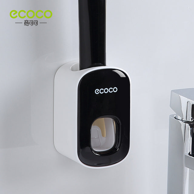 ECOCO Automatischer Zahnpastaspender Wandhalterung Badezimmer Badezimmer Zubehör Wasserdicht Zahnpastapresse Zahnbürstenhalter