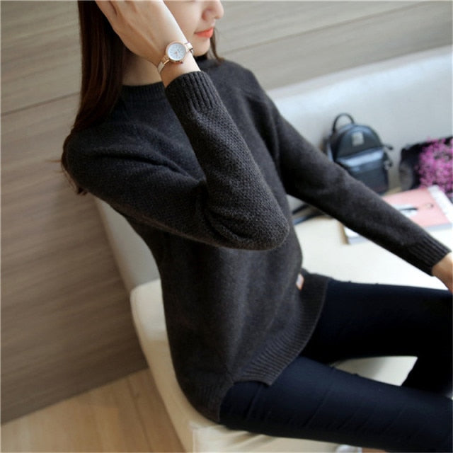 2021 Women Sweaters And Pullovers Autumn Winter Long Sleeve Pull Femme Solid Pullover Female Casual Short Knitted Sweater W1629