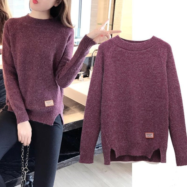 2021 Women Sweaters And Pullovers Autumn Winter Long Sleeve Pull Femme Solid Pullover Female Casual Short Knitted Sweater W1629