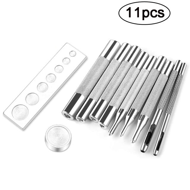 LMDZ Leather Snap Fasteners Kit Press Stud Metal Button Snaps with Hammer Installation Tools for DIY Leather Craft Project