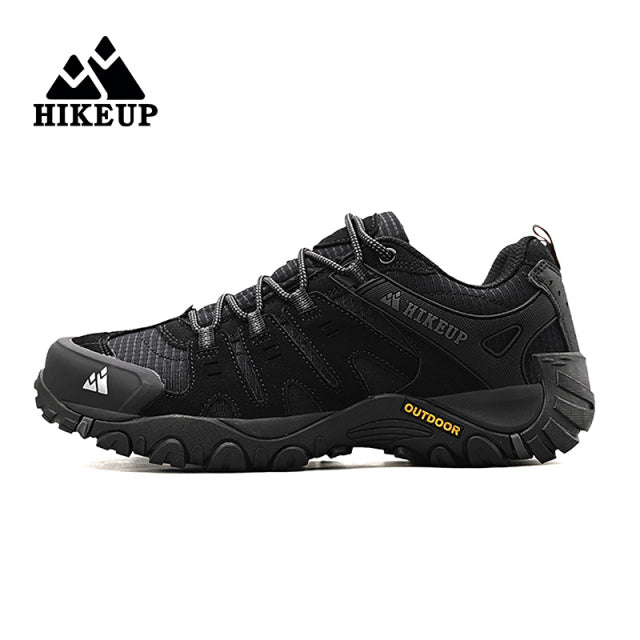 HIKEUP, zapatos de senderismo para hombres, zapatos de caza al aire libre resistentes al desgaste de cuero de gamuza, zapatillas deportivas tácticas para hombres para caminar y caminar