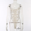 Yimunancy Floral Embrodiery Lace Bodysuit Women Lace Up Transparent Skinny Bodysuit 2020 Ladies Teddies Bodsyuit Body Femme