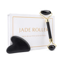 Natural Facial Massage Roller Guasha Scraping Board Set Double Heads Jade Stone Face Lift Body Slim Neck Thin Lift Massage Tools