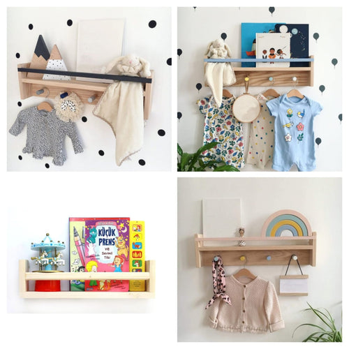 Kinder Bücherregal Bücherregal Montessori 50 cm 3 TEILE/SATZ Hochwertige Kinderzimmer Bibliothek Möbel Holz unlackiert Natur Baby