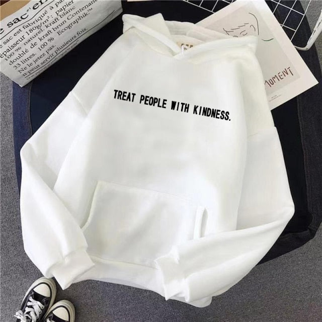 2021 New Treat People with Kindness Fashion Hoodeds Women Vintage Casual Punk Letter Hip Hop Hooded S-3XL