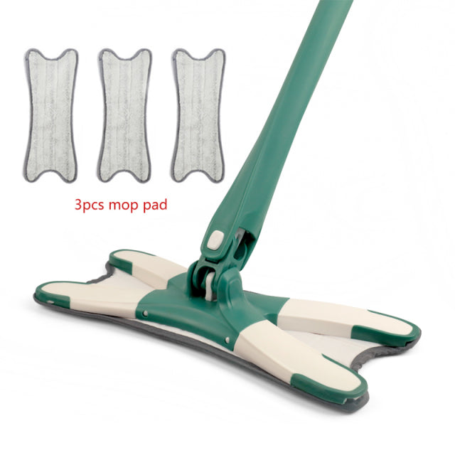 Flacher Bodenwischer vom Typ X mit austauschbaren Stoffköpfen 360-Grad-Quetschmop Handfreies Waschen Haushalt Lazy Mop Heimreinigungswerkzeug