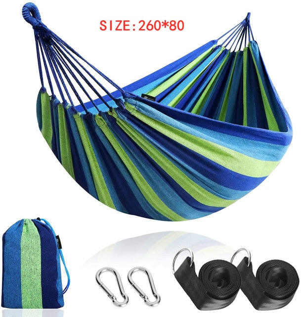 Tragbare Hängematte Single People Outdoor Garden Sports Home Travel Camping Swing Stripe Canvas Hang Bed Hängematte