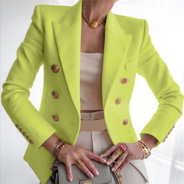 NEDEINS, chaqueta de invierno para mujer, chaqueta de doble botonadura, abrigo elegante de manga larga ajustado a la moda, chaqueta de traje, chaqueta de oficina para mujer