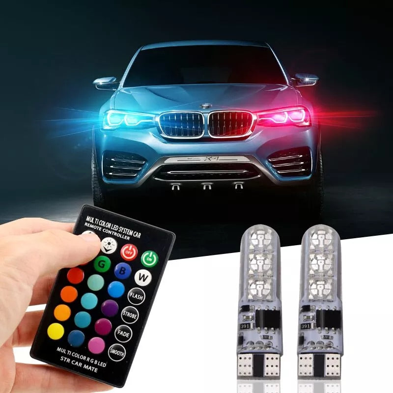 T10 5050 RGB LED Bulb 6SMD COB Canbus 194 168 Car With Remote Controller Flash/Strobe Reading Wedge Light