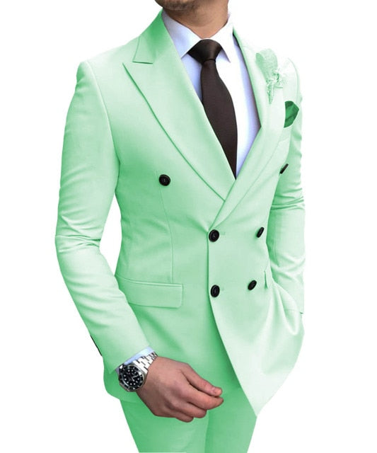 2020 nuevo traje Beige para hombre, 2 piezas, solapa de muesca cruzada, esmoquin informal ajustado plano para boda (Blazer + Pantalones)