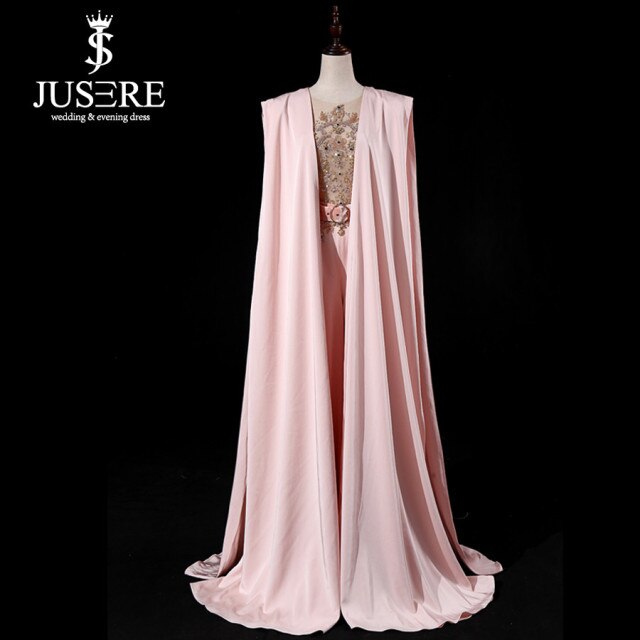 JUSERE Real Picture Pink Runway Abendkleid mit Hose Lange Abendkleider Overall Vestido de festa