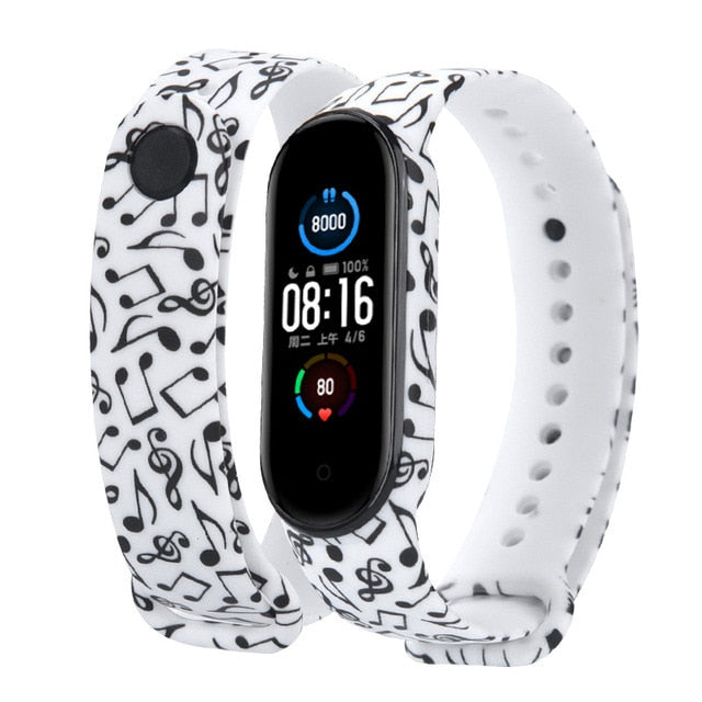 Correa para Xiaomi Mi Band 4 3 5 6 correa de reloj Creative graffiti estilo pulsera de silicona reemplazo para XiaoMi band 4 5 pulsera