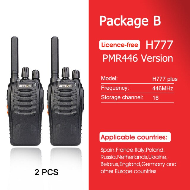 Retevis H777 Plus PMR 446 Radio Walkie Talkie 1 o 2 uds PTT Walkie-Talkies FRS H777 USB portátil PTT Radio bidireccional para caza