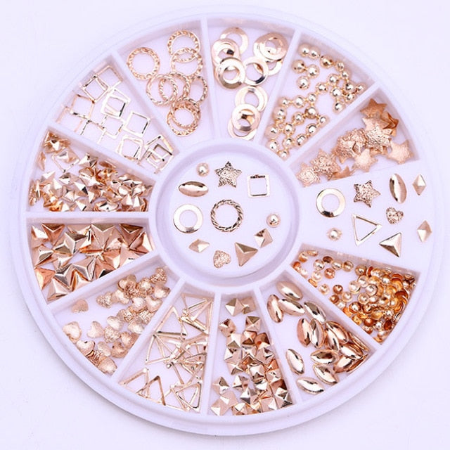 Lentejuelas de camaleón de colores mezclados, diamantes de imitación para uñas, pequeñas cuentas irregulares de cristal, decoración 3D para uñas en accesorios de rueda