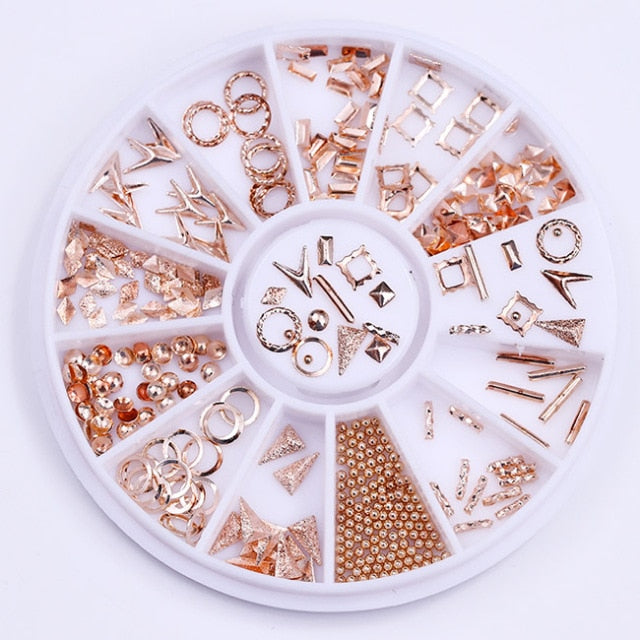 Lentejuelas de camaleón de colores mezclados, diamantes de imitación para uñas, pequeñas cuentas irregulares de cristal, decoración 3D para uñas en accesorios de rueda