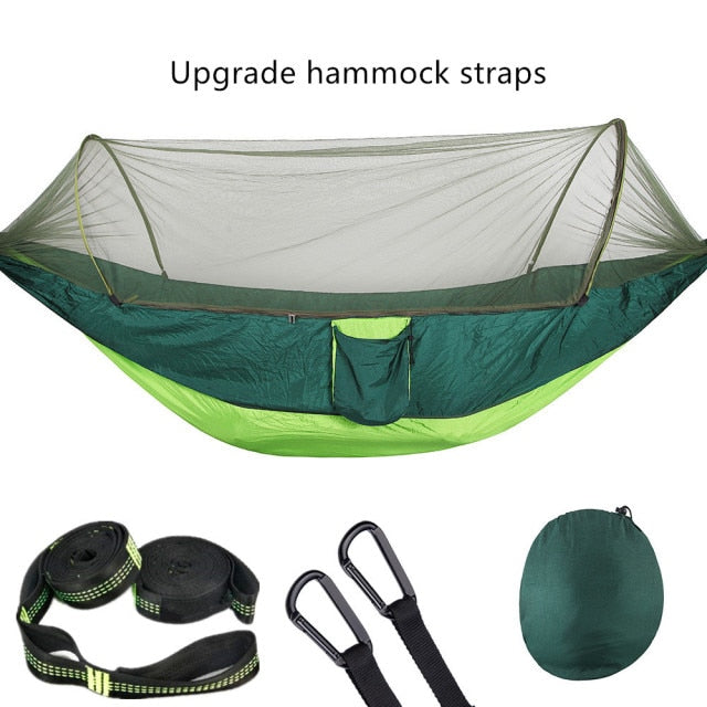 2021 Camping-Hängematte mit Moskitonetz, Pop-Up-Licht, tragbar, Outdoor-Fallschirm-Hängematten, Schaukel, Schlaf-Hängematte, Camping-Accessoires
