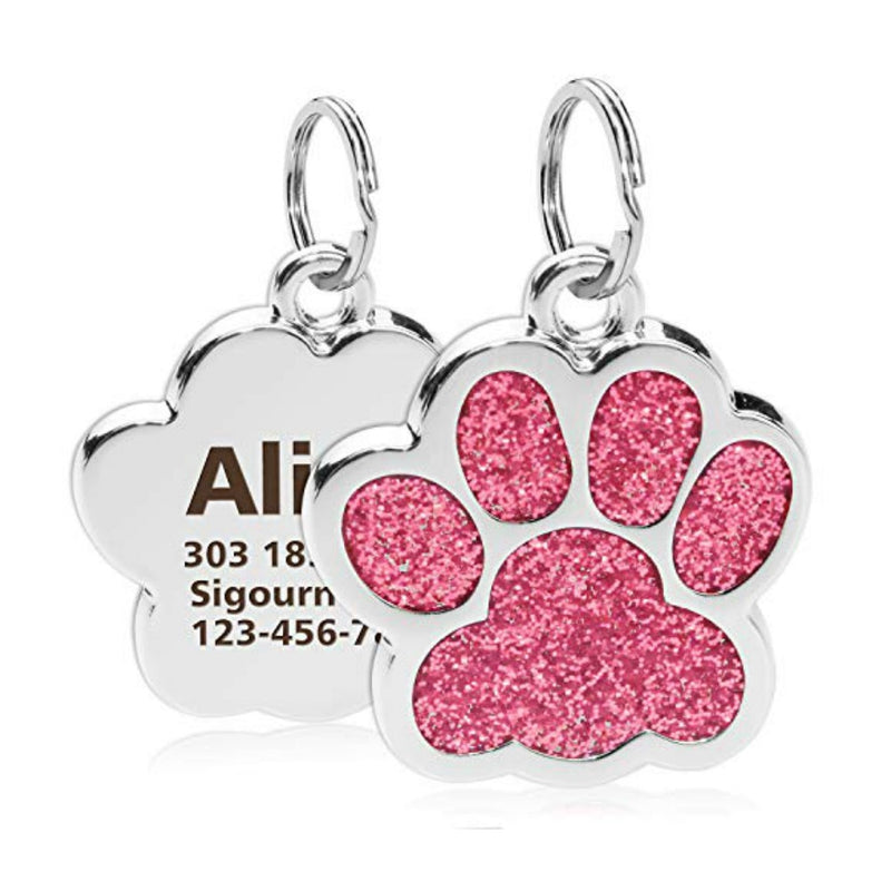 Etiquetas personalizadas para perros y gatos, etiquetas grabadas para gatos, perros, cachorros, identificación de mascotas, colgante de etiqueta de nombre, accesorios para mascotas, colgante con brillo de pata