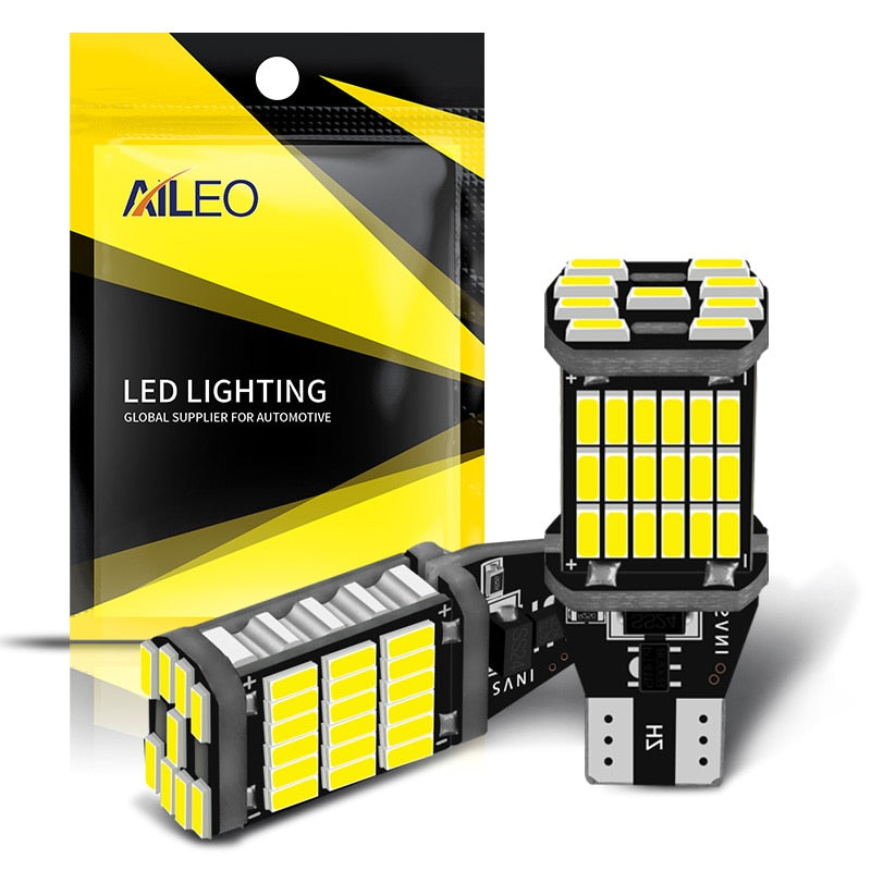 AILEO 2PCS T15 W16W 921 912 T16 902 LED Bulbs High Power 45pcs 4014SMD Super Bright 1200LM Replace For Car Reversing Light White