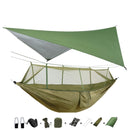 Portable Camping Hammock with Mosquito Net, Rain Fly and Tree Straps for Indoor, Outdoor, Backpacking, Travel, Beach, Hiking