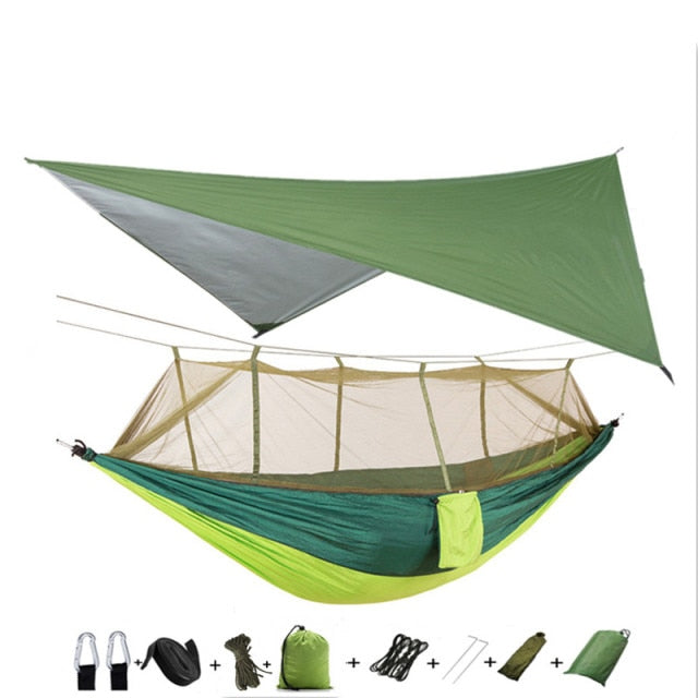 Hamaca portátil ligera para acampar y tienda de campaña, toldo para lluvia, lona impermeable, mosquitera, hamaca, dosel, hamacas de nailon 210T