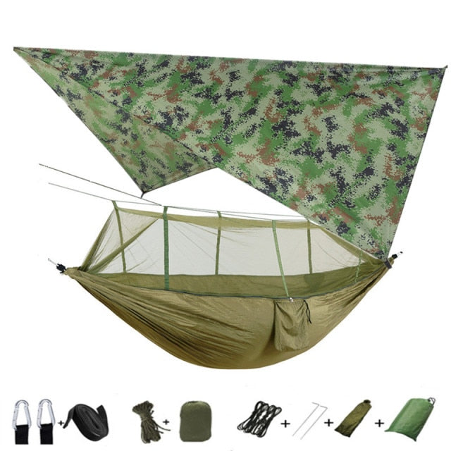 Leichte tragbare Camping-Hängematte und Zeltmarkise Regenfliegenplane Wasserdichtes Moskitonetz Hängemattenvordach 210T Nylon-Hängematten