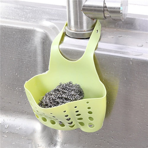 Kitchen Storage Sink Shelf Soap Sponge Drain Rack Silicone Storage Basket Bag Faucet Holder Adjustable Holder Sink Accessories