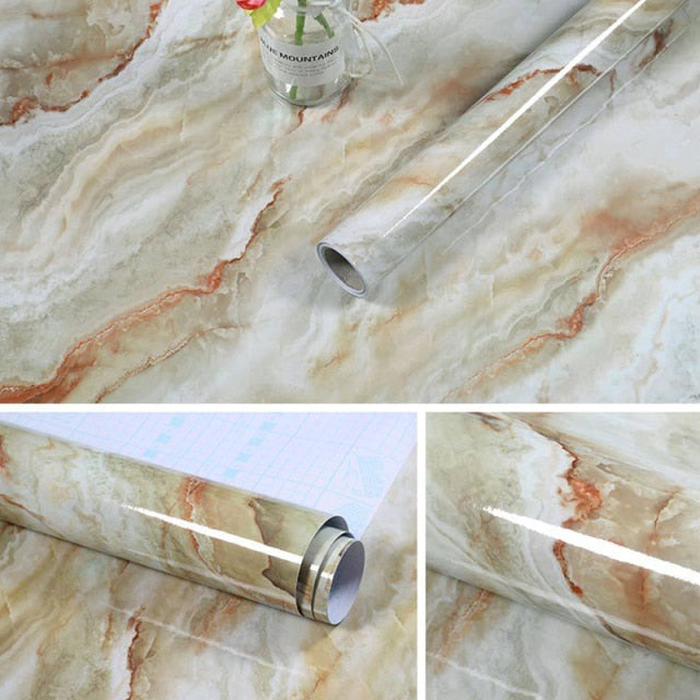 Papel de Contacto de mármol para cocina de 1/3/5/10M, pegatinas de pared de PVC, pegatinas para encimera de armario de mármol, papel tapiz impermeable autoadhesivo