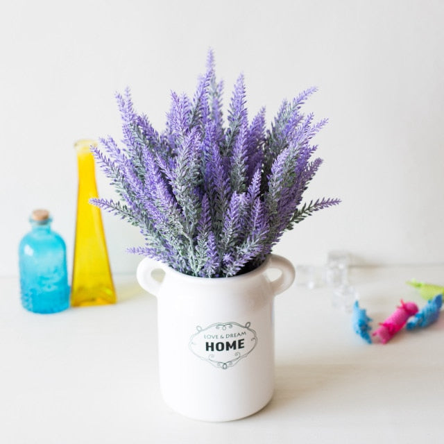1 Bündel Künstliche Blumen Romantische Provence Lavendel Kunststoff Hochzeit Dekorative Vase für Wohnkultur Korn Weihnachten Gefälschte Pflanze