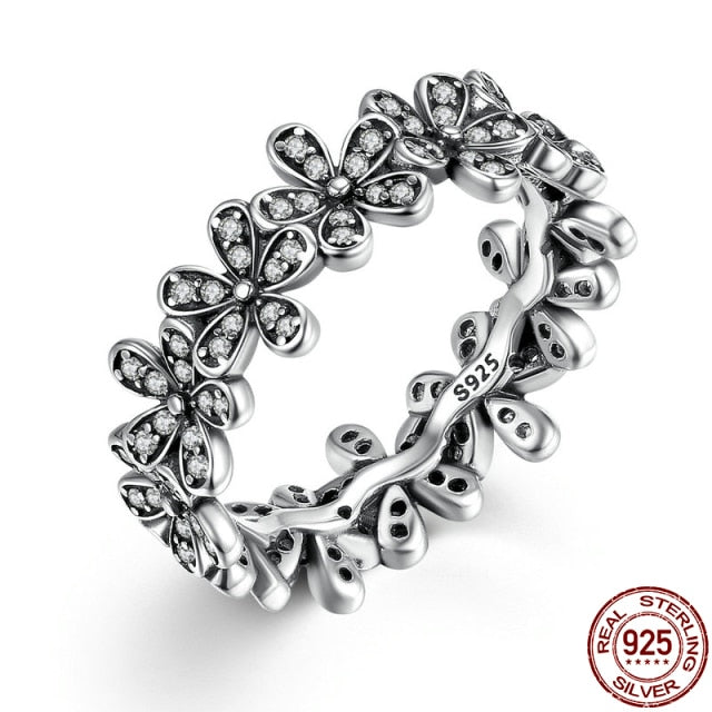 Gran oferta 2021 de anillos de plata de ley 100% 925, venta al por mayor, anillos de la suerte con flores populares para mujer, fabricación de joyas Dorpshipping