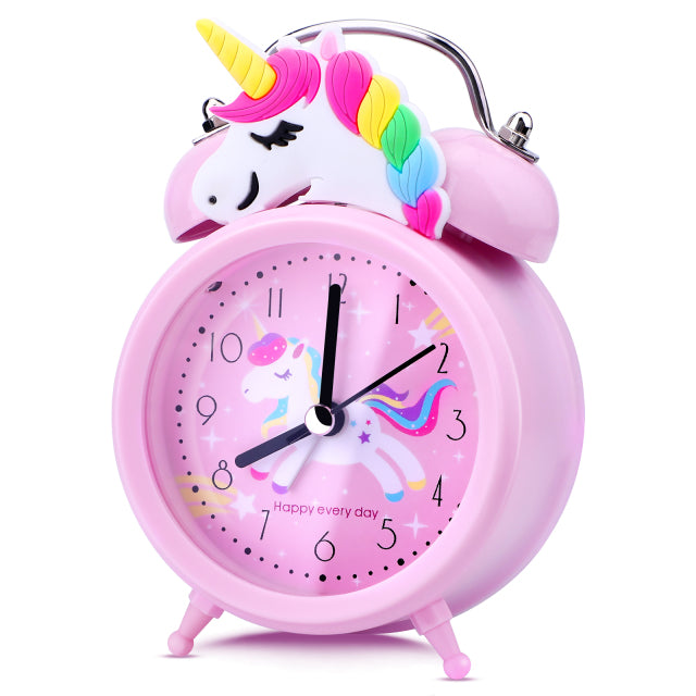 Pink Unicorn Kinderwecker Double Bell Clock mit Hintergrundbeleuchtung Cute Desk Clock Home Decoration Будильник Kid Gifts enthüllen enfant
