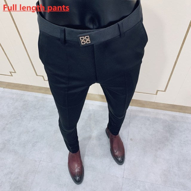 Spring 2020 New Men's Suit Pants Fashion Business Casual Slim Dress Pants Men's Street Wear Social Formal Pantalon Clothing